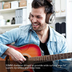 Wired Over-Ear Studio Monitor Headphones with Microphone for DJ & Audio Use