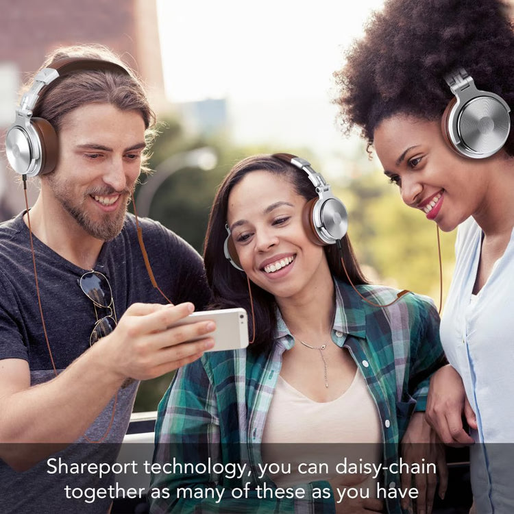 Wired Over-Ear Studio Monitor Headphones with Microphone for DJ & Audio Use
