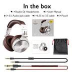 Wired Over-Ear Studio Monitor Headphones with Microphone for DJ & Audio Use