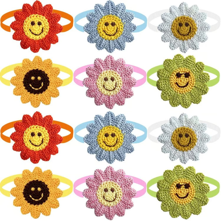 Hand-Knitted Smile Flower Accessories for Pets
