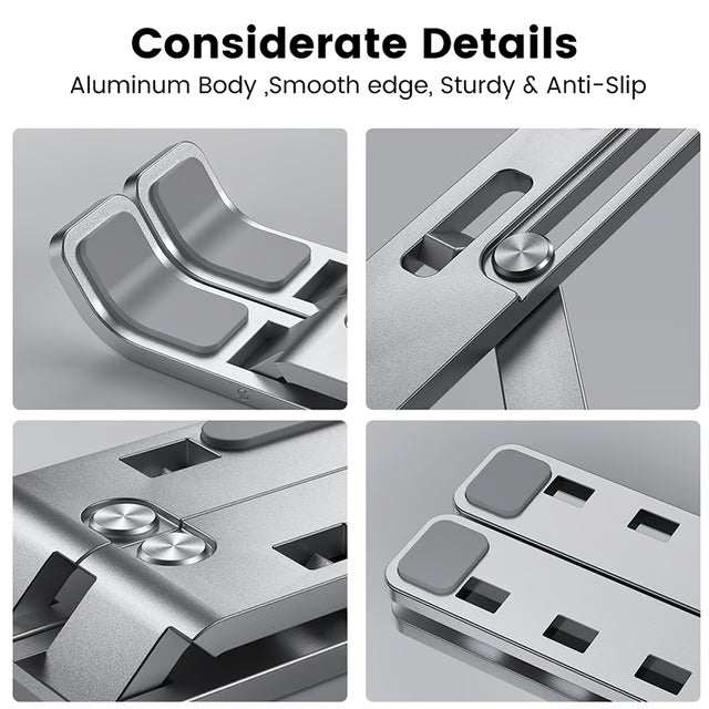 Adjustable Laptop Stand – Portable Notebook Holder, Cooling Bracket &amp; Foldable Non-Slip Laptop Riser