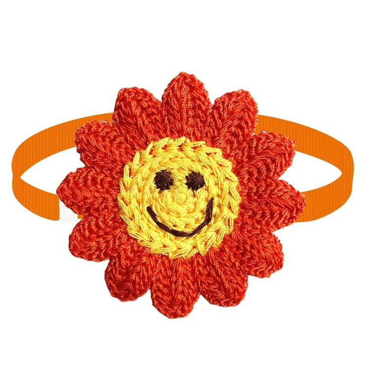 Hand-Knitted Smile Flower Accessories for Pets