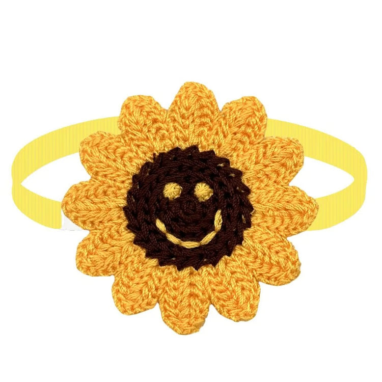 Hand-Knitted Smile Flower Accessories for Pets