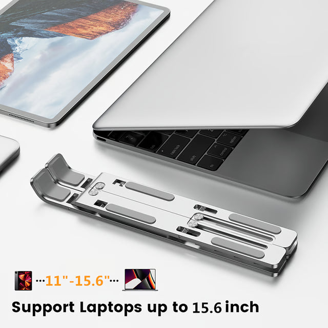 Adjustable Laptop Stand – Portable Notebook Holder, Cooling Bracket &amp; Foldable Non-Slip Laptop Riser