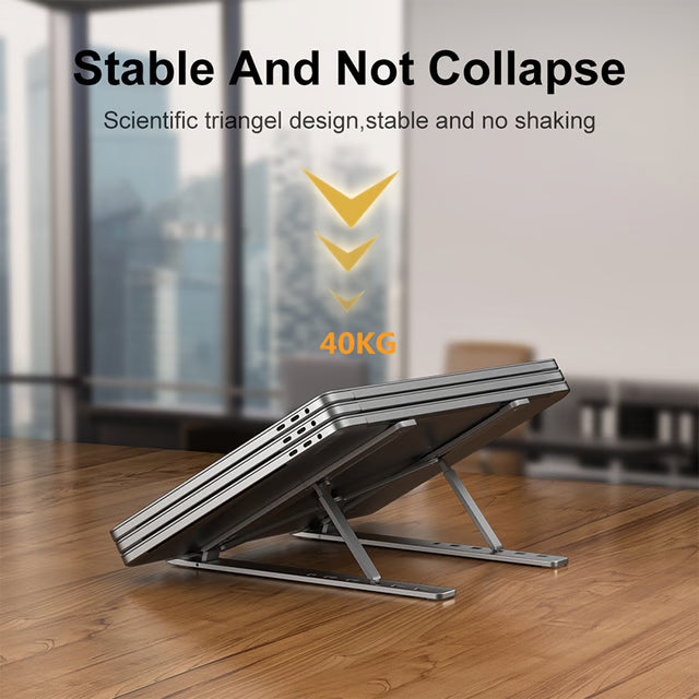 Adjustable Laptop Stand – Portable Notebook Holder, Cooling Bracket &amp; Foldable Non-Slip Laptop Riser