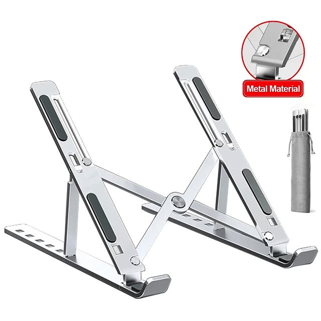 Adjustable Laptop Stand – Portable Notebook Holder, Cooling Bracket &amp; Foldable Non-Slip Laptop Riser