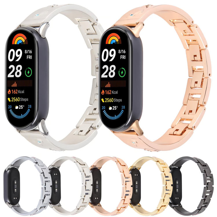 Diamond Quick-Release Metal Watch Band Adjustable Bracelet Strap