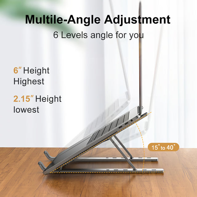 Adjustable Laptop Stand – Portable Notebook Holder, Cooling Bracket &amp; Foldable Non-Slip Laptop Riser